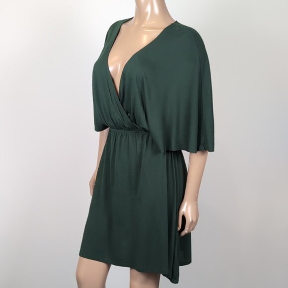3/$20 H&M Kimono Wrap Dress Vneck Half Sleeve Elastic Waist Cocktail Party Green - Picture 3 of 10